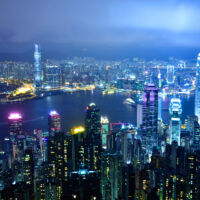 Hong Kong city lights during night